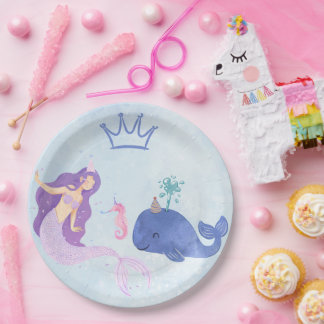 Blaue Geburtstagseinladung Pappteller