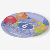 Blaue Geburtstagskekse mit Ballons Pappteller (Schrägansicht)