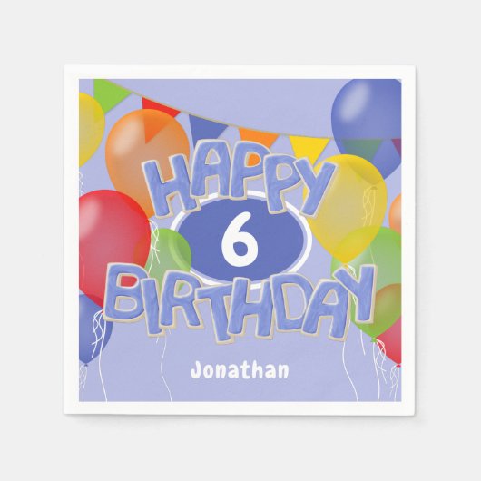 Blaue Geburtstagskekse mit Ballons Serviette (Vorderseite)