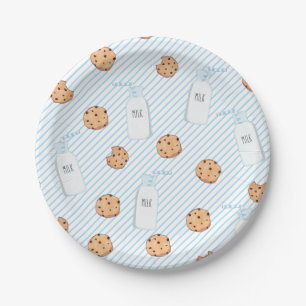 Blaue Geburtstagsteller aus Papier 'Milch und Keks Pappteller