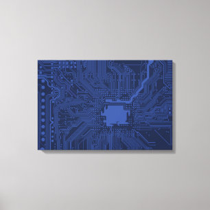 Blaue Geek-Mainboard-Muster Leinwanddruck