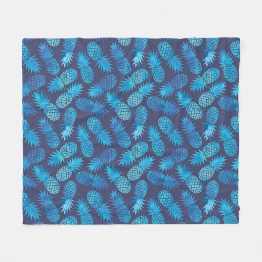 Blaue Gefärbte Krawatte Ananas Fleecedecke (Vorderseite (Horizontal))