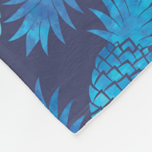 Blaue Gefärbte Krawatte Ananas Fleecedecke (Ecke)
