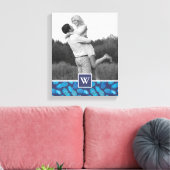 Blaue Gefärbte Krawatte Ananas | Foto mit Monogram Leinwanddruck (Insitu (Wohnzimmer))