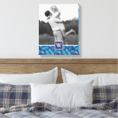 Blaue Gefärbte Krawatte Ananas | Foto mit Monogram Leinwanddruck (Insitu (Schlafzimmer))