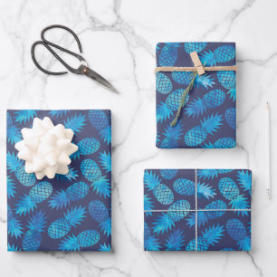 Blaue Gefärbte Krawatte Ananas Geschenkpapier Set