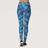 Blaue Gefärbte Krawatte Ananas Leggings (Rückseite)