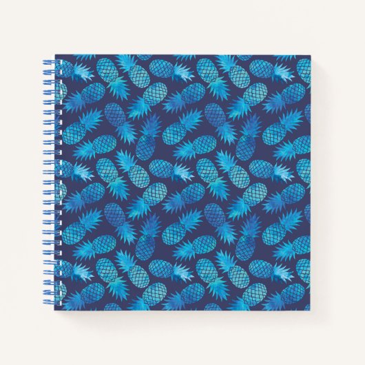 Blaue Gefärbte Krawatte Ananas Notizbuch (Vorderseite)