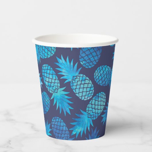 Blaue Gefärbte Krawatte Ananas Pappbecher (Vorderseite)