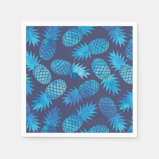 Blaue Gefärbte Krawatte Ananas Serviette (Vorderseite)