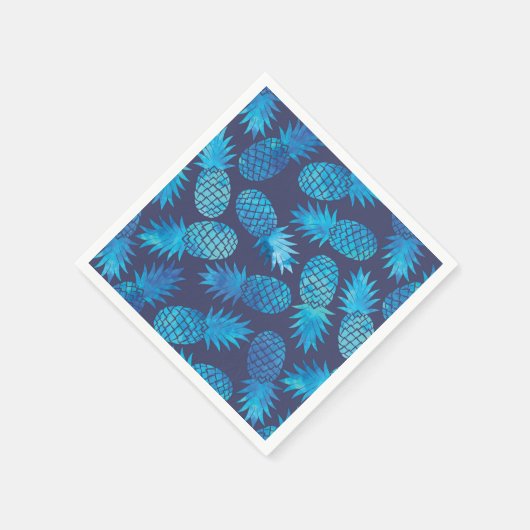 Blaue Gefärbte Krawatte Ananas Serviette (Ecke)