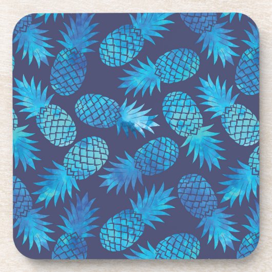 Blaue Gefärbte Krawatte Ananas Untersetzer (Vorderseite)
