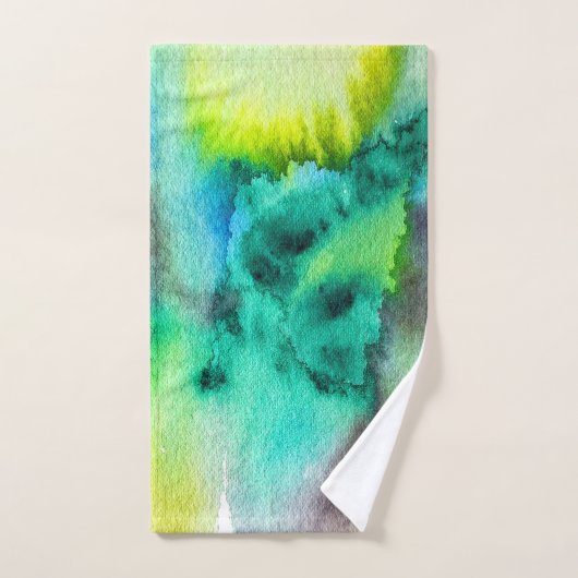 Blaue Gefärbte Krawatte aus grünem Marmor Badhandtuch Set (Handtuch)