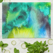 Blaue Gefärbte Krawatte aus grünem Marmor Geschirrtuch (Gefaltet)