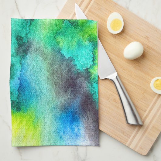 Blaue Gefärbte Krawatte aus grünem Marmor Geschirrtuch (Viertel Falte)