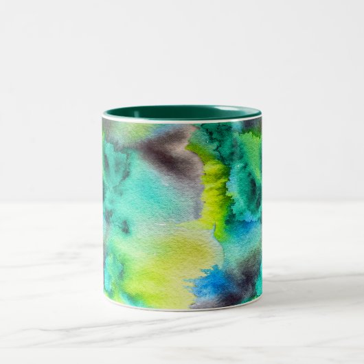 Blaue Gefärbte Krawatte aus grünem Marmor Zweifarbige Tasse (Mittel)