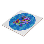 Blaue gefärbte Krawatte Koi Mandala-Fliese Fliese (Seite)