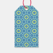 Blaue Gefärbte Krawatte Mandala Muster Geschenktas Geschenkanhänger (Rückseite)