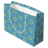 Blaue Gefärbte Krawatte Mandala Muster Große Gesch Geschenktüte (Rückseite Schrägansicht)