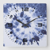 Blaue Gefärbte Krawatte Quadratische Wanduhr (Vorderseite)