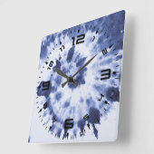 Blaue Gefärbte Krawatte Quadratische Wanduhr (Winkel)