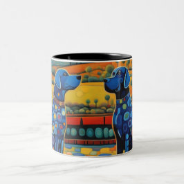 Blaue gefleckte Hunde Zweifarbige Tasse