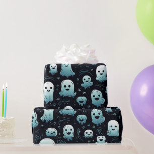 Blaue Geister Süße Moderne Liebenswerte Schwarze H Geschenkpapier