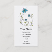 Blaue Gekritzel-Blume Visitenkarte (Rückseite)