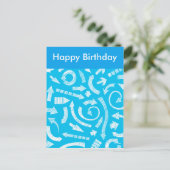 Blaue gekritzelte Pfeile Postkarte (Stehend Vorderseite)