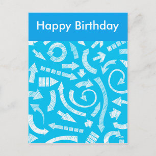 Blaue gekritzelte Pfeile Postkarte