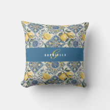 Blaue Gelbe Aquarell-Limonen-Monogramm-Name