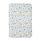 Blaue Gelbe Aquarell-Wildblume Badematte (Vorderseite Vertikal)