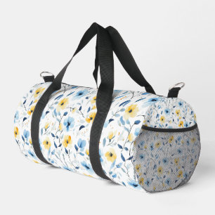 Blaue Gelbe Aquarell-Wildblume  Duffle Bag