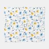Blaue Gelbe Aquarell-Wildblume Fleecedecke (Vorderseite (Horizontal))