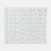 Blaue Gelbe Aquarell-Wildblume  Fleecedecke (Vorderseite (Horizontal))