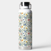 Blaue Gelbe Aquarell-Wildblume  Trinkflasche (Rückseite)