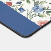 Blaue Gelbe Aquarell-Wildblumen-Monogramm-Name Schreibtischunterlage (Ecke)