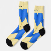 Blaue gelbe Art Deco Design Socken (Linkes Detail)