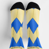 Blaue gelbe Art Deco Design Socken (Oben)