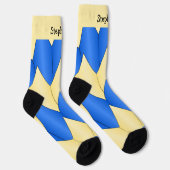 Blaue gelbe Art Deco Design Socken (Rechts)