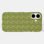 Blaue gelbe Artdeco im Retro-Stil Case-Mate iPhone Hülle (Rückseite (Horizontal))