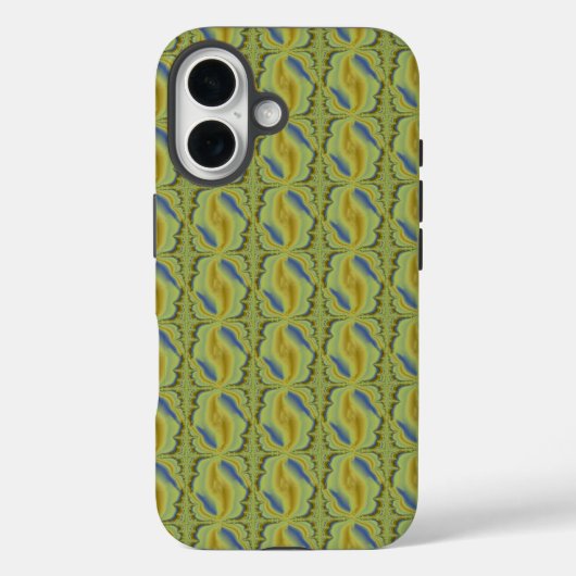 Blaue gelbe Artdeco im Retro-Stil Case-Mate iPhone Hülle (Rückseite)