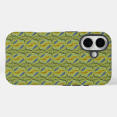 Blaue gelbe Artdeco im Retro-Stil Case-Mate iPhone Hülle (Rückseite (Horizontal))