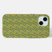 Blaue gelbe Artdeco im Retro-Stil Case-Mate iPhone Hülle (Rückseite (Horizontal))