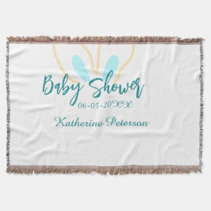 Blaue gelbe Babyparty Name Datum Tier Ohr süß Decke