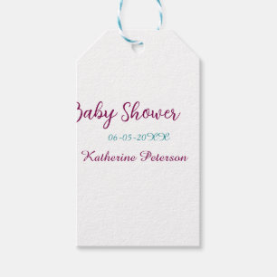 Blaue gelbe Babyparty Name Datum Tier Ohr süß  Geschenkanhänger