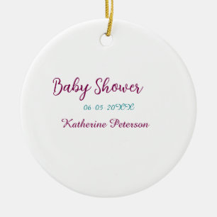 Blaue gelbe Babyparty Name Datum Tier Ohr süß  Keramik Ornament