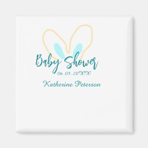 Blaue gelbe Babyparty Name Datum Tier Ohr süß  Magnet