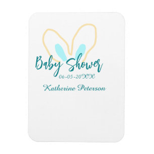 Blaue gelbe Babyparty Name Datum Tier Ohr süß Magnet