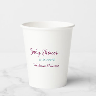 Blaue gelbe Babyparty Name Datum Tier Ohr süß  Pappbecher